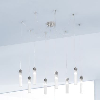 Kolarz 6009.30850 - Luster na sajli RAGGIO 8xE14/25W/230V pauk srebro