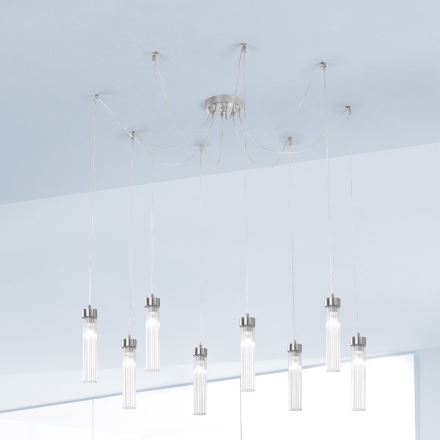 Kolarz 6009.30850 - Luster na sajli RAGGIO 8xE14/25W/230V pauk srebro
