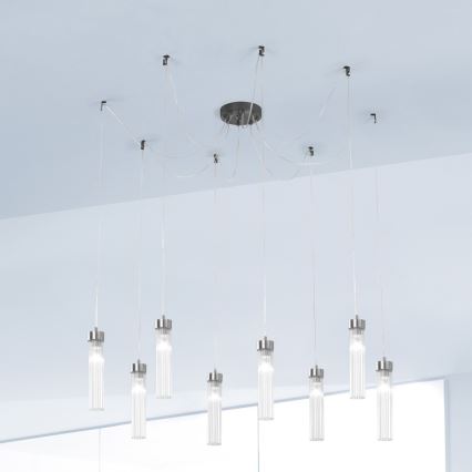 Kolarz 6009.30860 - Luster na sajli RAGGIO 8xE14/25W/230V pauk mat krom