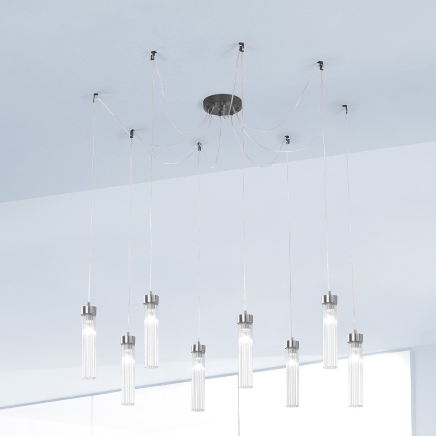Kolarz 6009.30860 - Luster na sajli RAGGIO 8xE14/25W/230V pauk mat krom