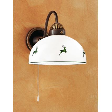 Kolarz 731.61.100 - Zidna lampa NONNA 1xE27/75W/230V braon/jelen zelena