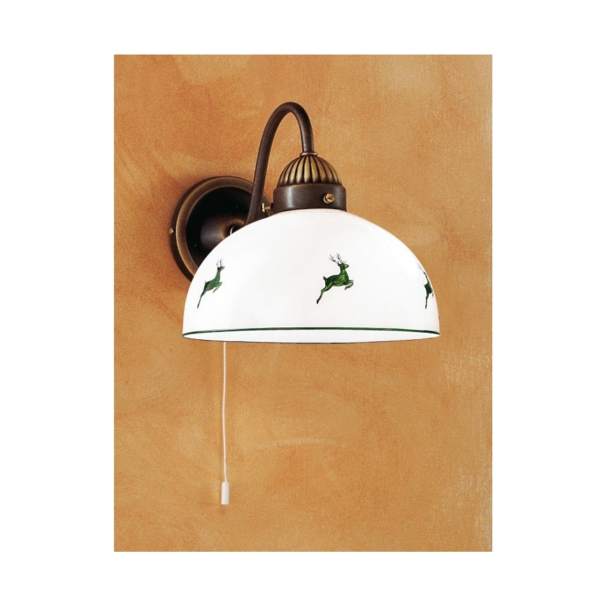 Kolarz 731.61.100 - Zidna lampa NONNA 1xE27/75W/230V braon/jelen zelena