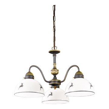Kolarz 731.83.133 - Luster na lancu NONNA 3xE27/75W/230V jelen sivo
