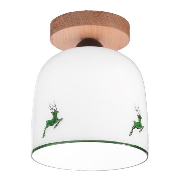 Kolarz A1352.11.G.100 - Plafonski luster NONNA 1xE27/60W/230V jelenji hrast/bela/zelena