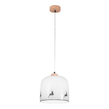 Kolarz A1352.31.Gr.100 - Luster na sajli NONNA 1xE27/60W/230V jelenji hrast/bela/siva