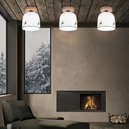 Kolarz A1352.11.G.100 - Plafonski luster NONNA 1xE27/60W/230V jelenji hrast/bela/zelena