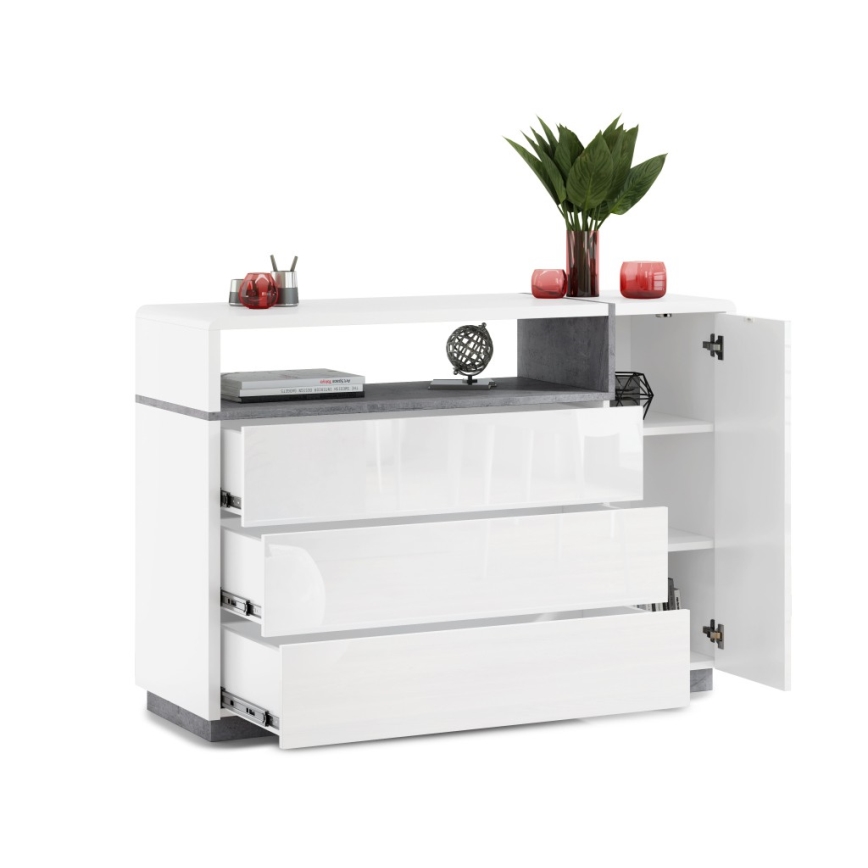 Komoda FRED sa fiokom bela/siva
