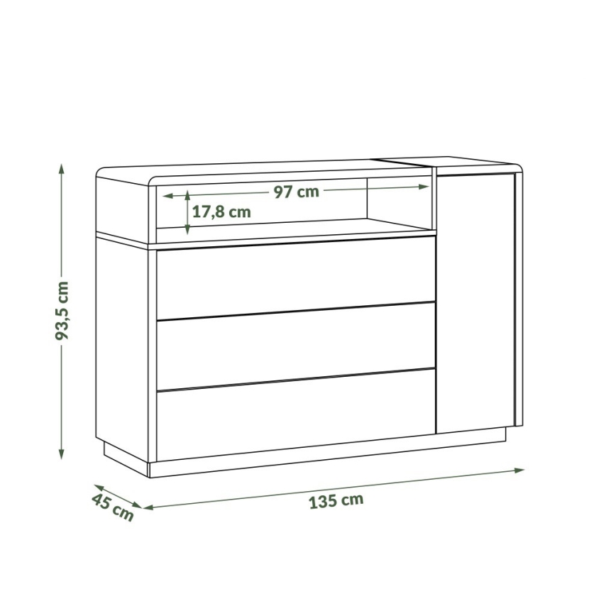 Komoda FRED sa fiokom bela/siva