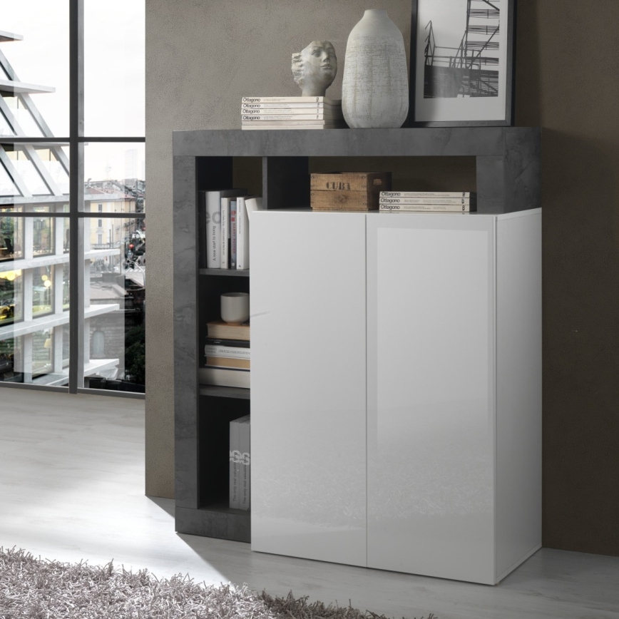 Komoda LENOR bela/antracit