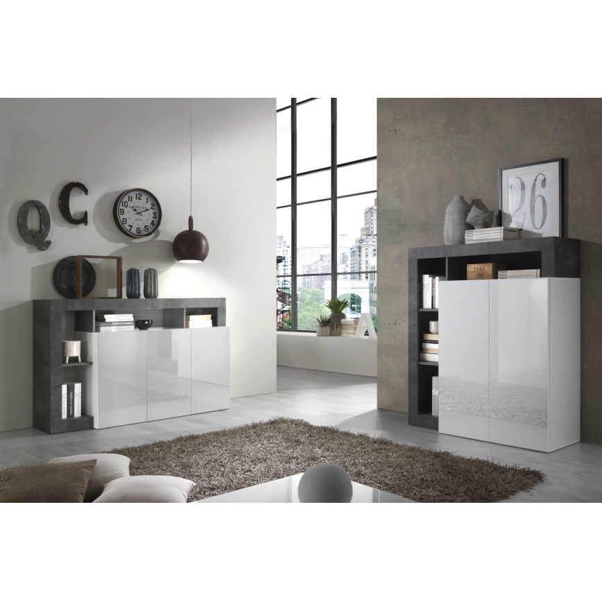 Komoda LENOR bela/antracit