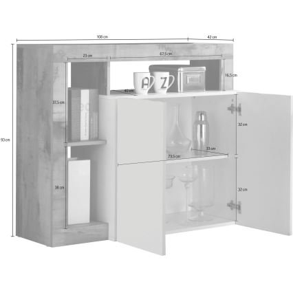 Komoda LENOR bela/antracit