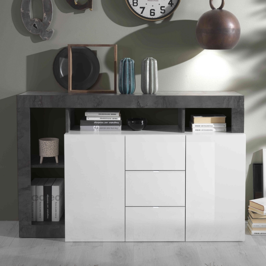 Komoda LENOR bela/antracit