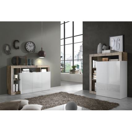 Komoda LENOR bela/braon