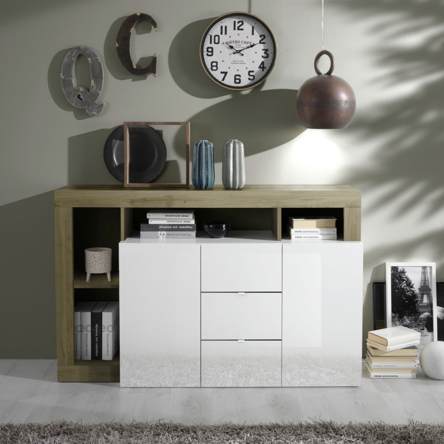 Komoda LENOR bela/braon