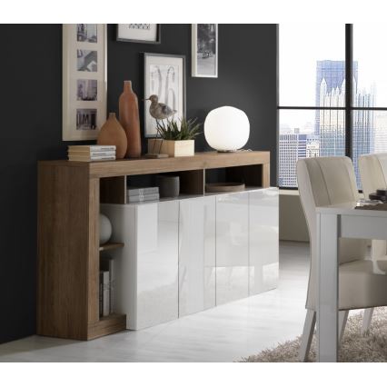 Komoda LENOR bela/hrast