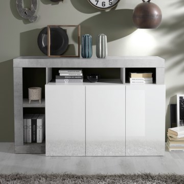 Komoda LENOR bela/siva beton