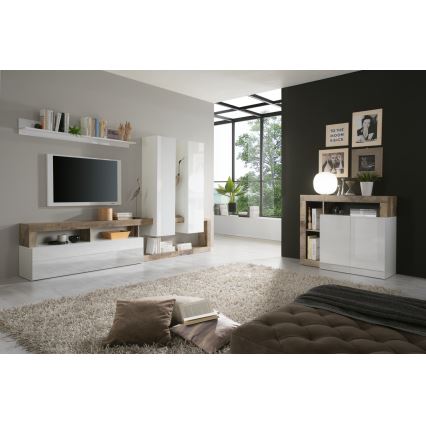 Komoda LENOR bela/smeđa