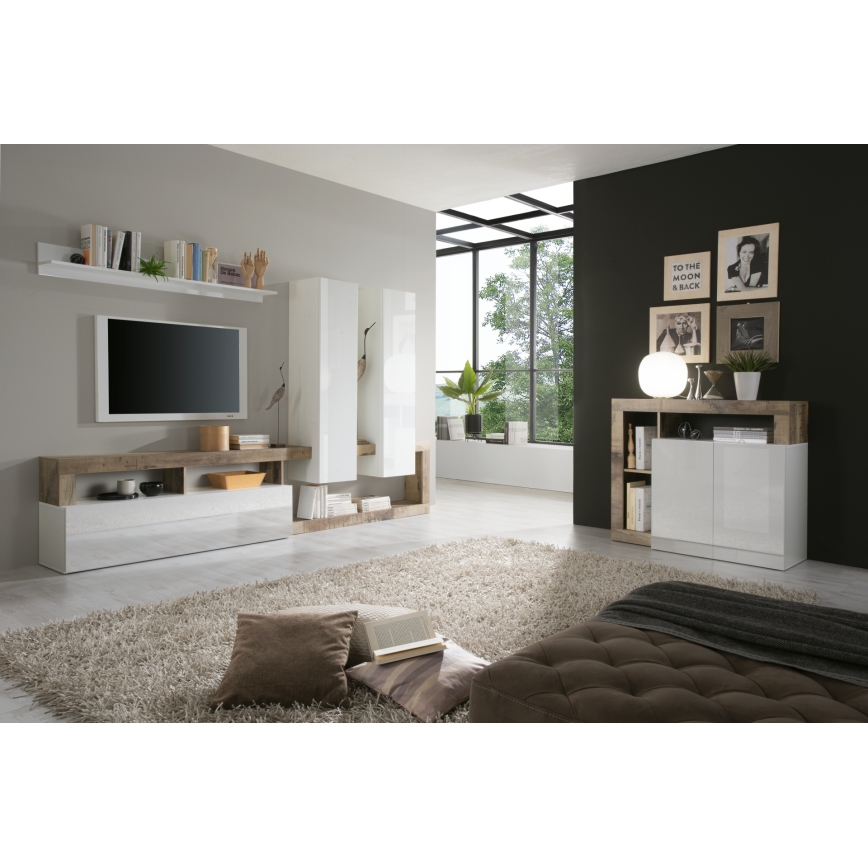 Komoda LENOR bela/smeđa