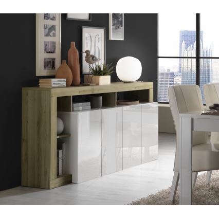 Komoda LENOR bela/smeđa