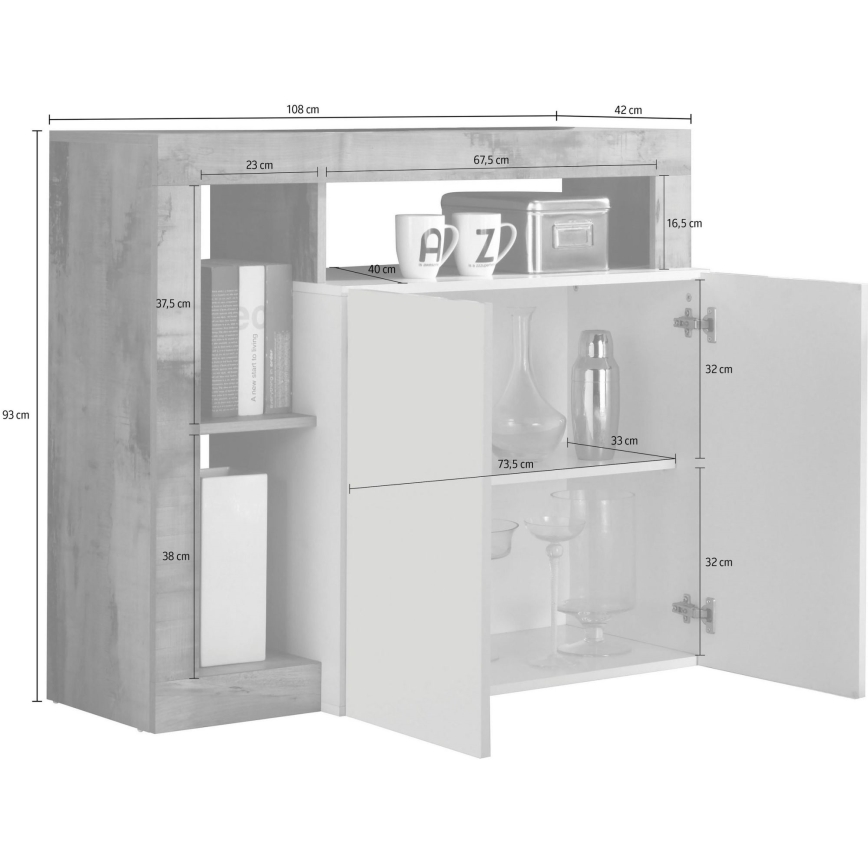 Komoda LENOR kašmir/hrast