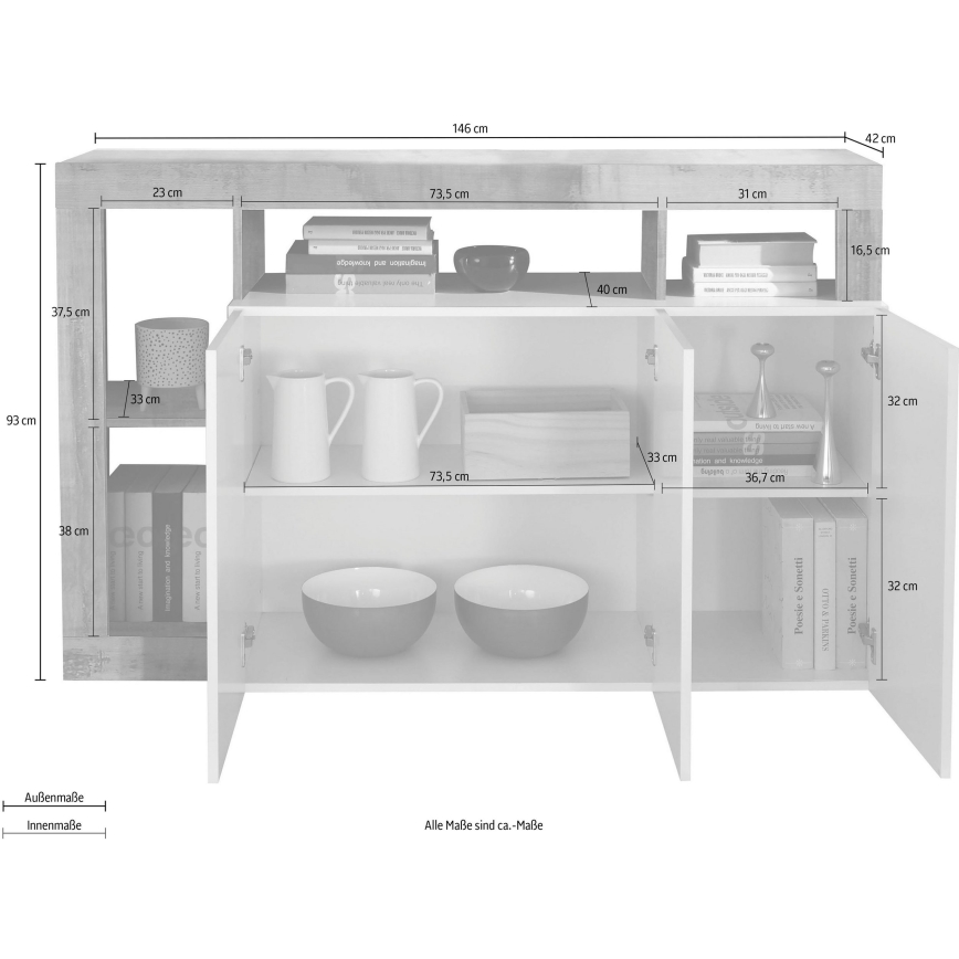 Komoda LENOR kašmir/hrast