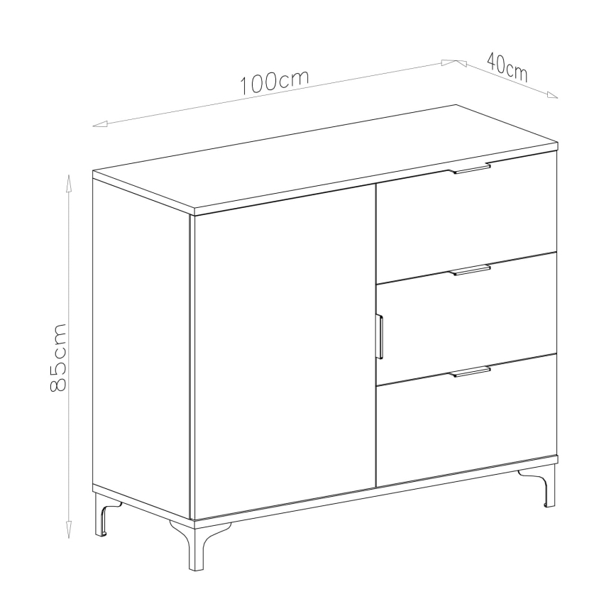 Komoda LORA sa fiokama, bela