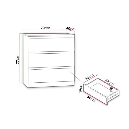 Komoda MALWA 77x70 cm crna