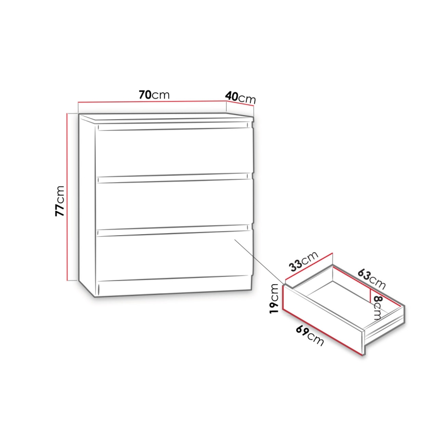 Komoda MALWA 77x70 cm crna