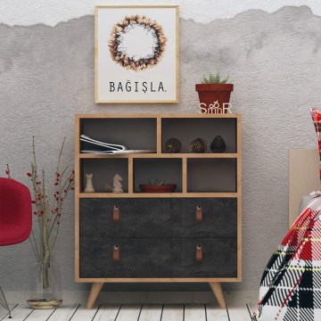 Komoda MARCO 85,6x70 cm antracit/braon