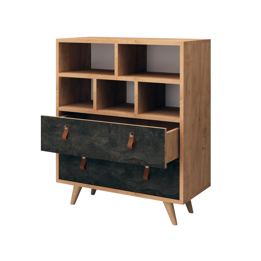 Komoda MARCO 85,6x70 cm antracit/braon