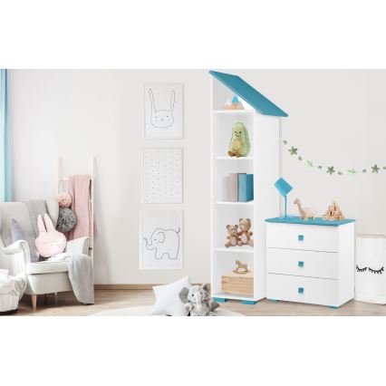 Komoda PABIS 87x83 cm bela/plava