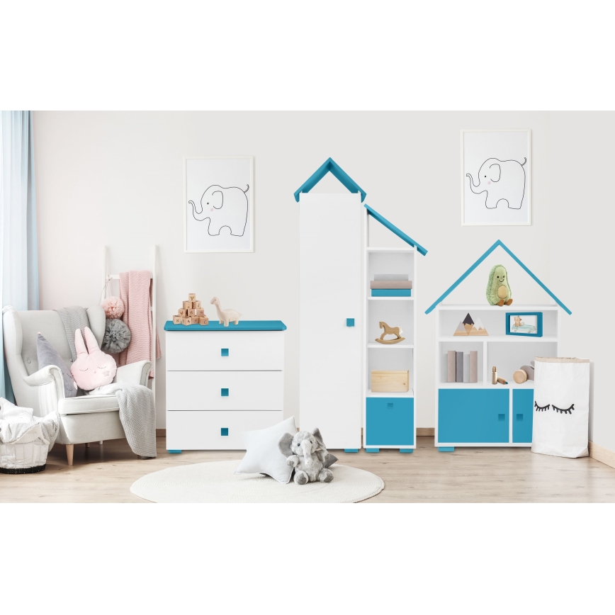 Komoda PABIS 87x83 cm bela/plava