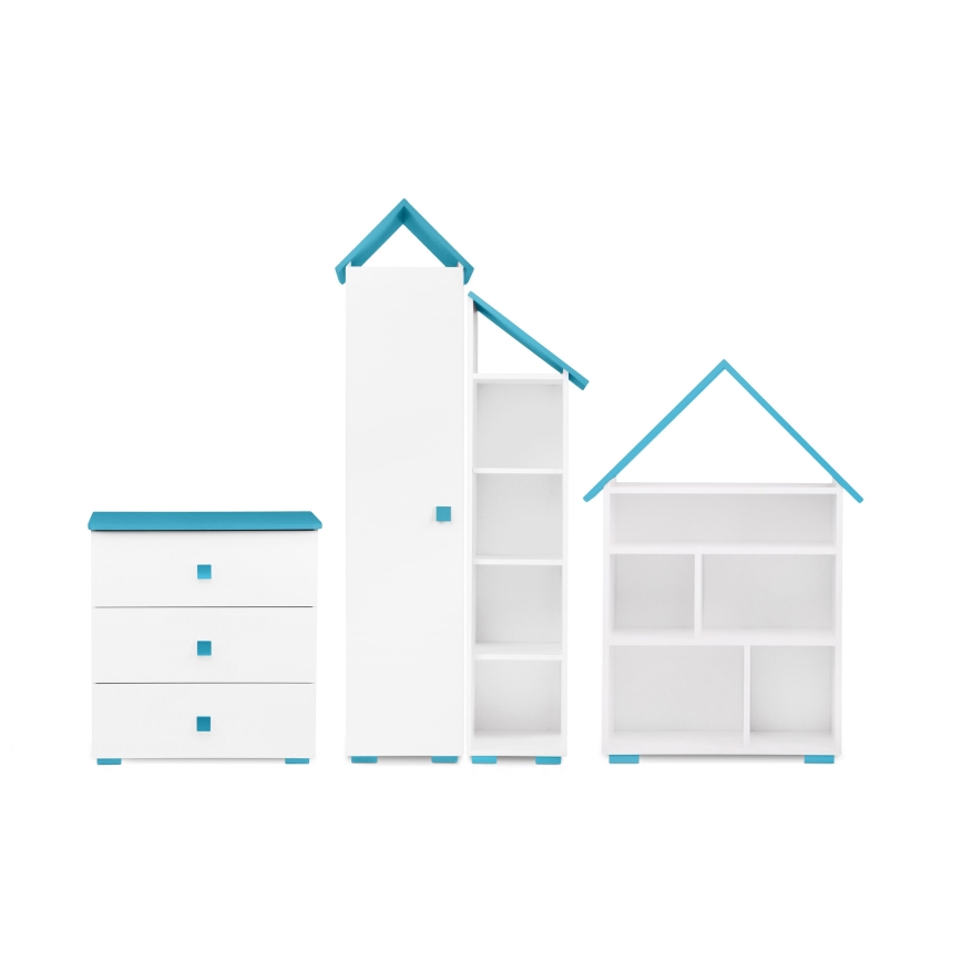 Komoda PABIS 87x83 cm bela/plava