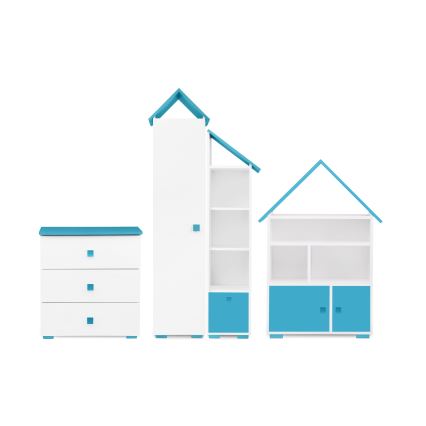 Komoda PABIS 87x83 cm bela/plava