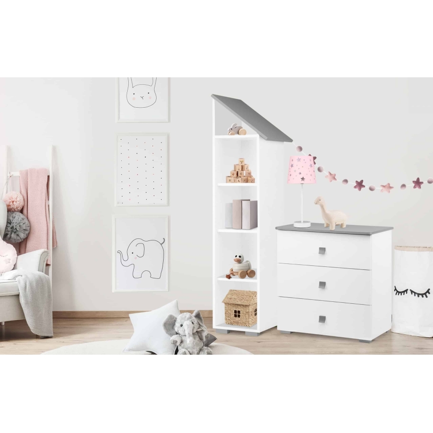 Komoda PABIS 87x83 cm bela/siva