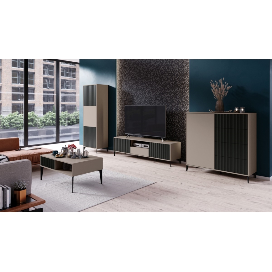 Komoda RONJA sa fiokama, taupe/crna