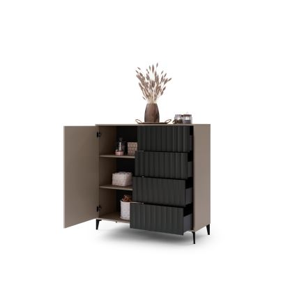 Komoda RONJA sa fiokama, taupe/crna