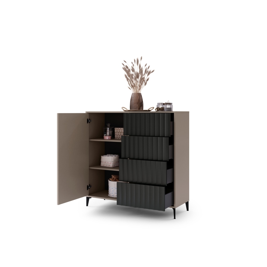 Komoda RONJA sa fiokama, taupe/crna