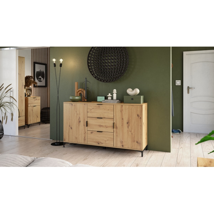 Komoda sa fiokama i vratima LORA hrast artisan