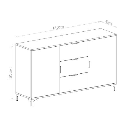 Komoda sa fiokama i vratima LORA hrast artisan