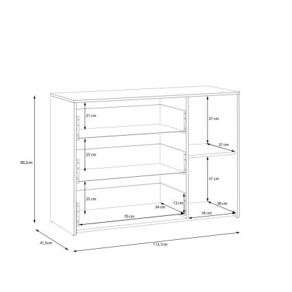 Komoda sa fiokama URO hrast artisan/ bela