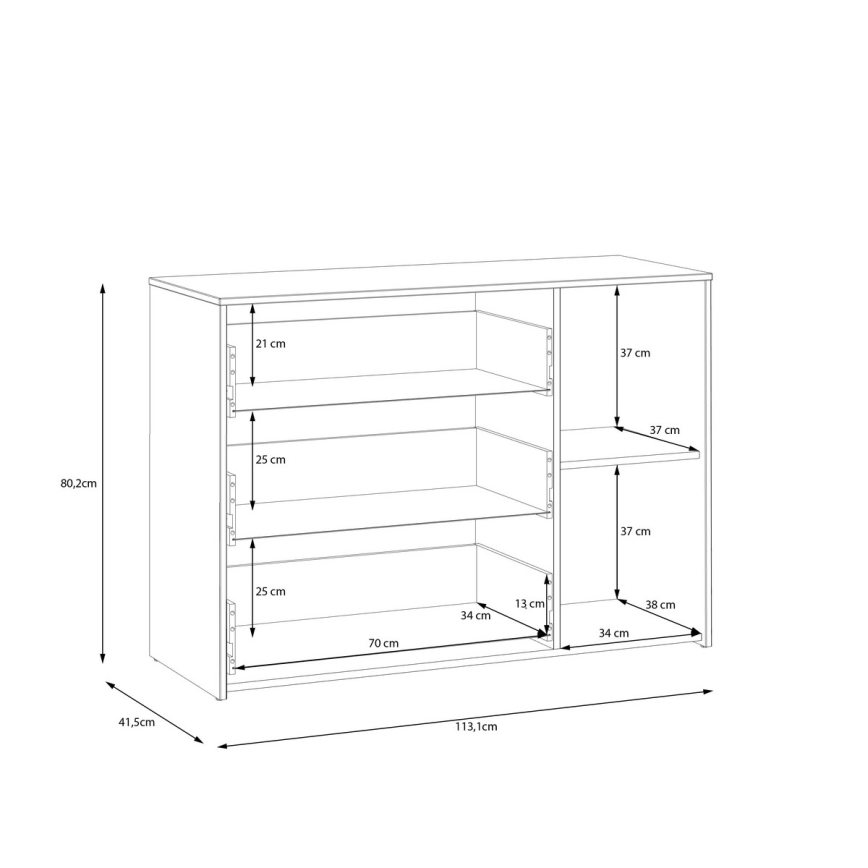 Komoda sa fiokama URO hrast artisan/ bela
