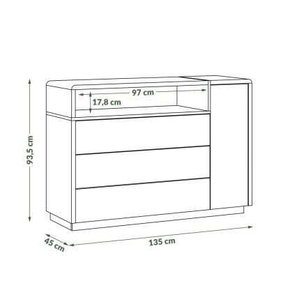 Komoda sa fiokom FRED antracit/hrast artisan