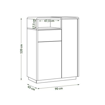 Komoda sa fiokom FRED antracit/hrast artisan