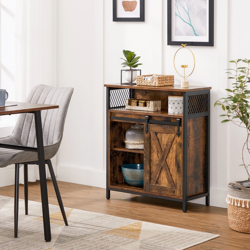 Komoda sa kliznim vratima FIRA braon/crna