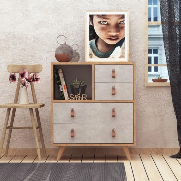 Komoda WITLOF 87x70 cm braon/sivo