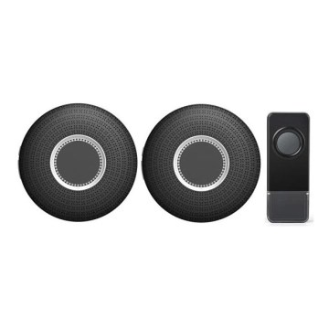 Komplet 2x bežičnih zvona za utičnicu 230V, 1xA23, IP55, crne boje