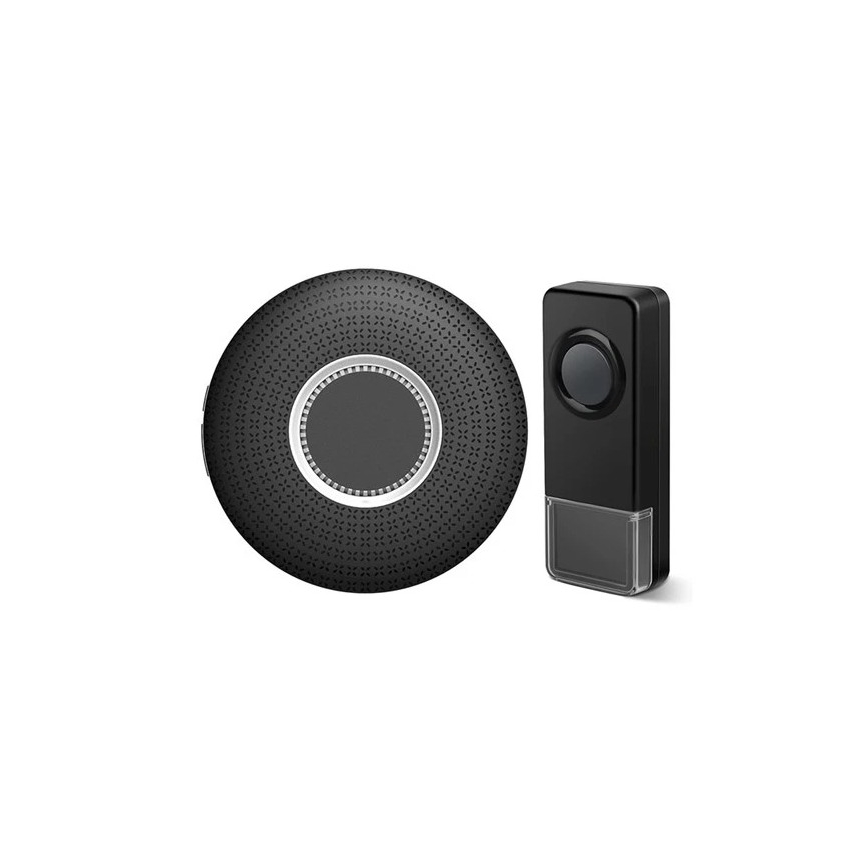 Komplet 2x bežičnih zvona za utičnicu 230V, 1xA23, IP55, crne boje