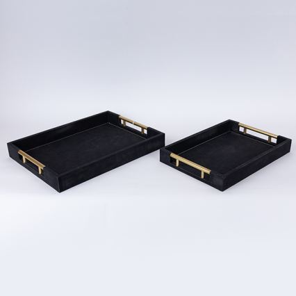 Komplet 2x dekorativnih poslužavnika 40x30/34x24 cm, crne boje