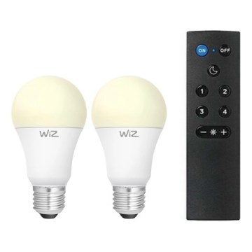 Komplet 2x LED prigušiva sijalica A60 E27/9W/230V 2700K Wi-Fi + daljinski upravljač - WiZ